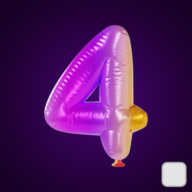 Ballon Nummer 4 Regenboog 3D illustratie