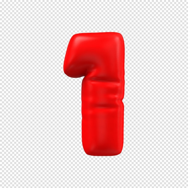 Ballon nummer rød 3D rendering