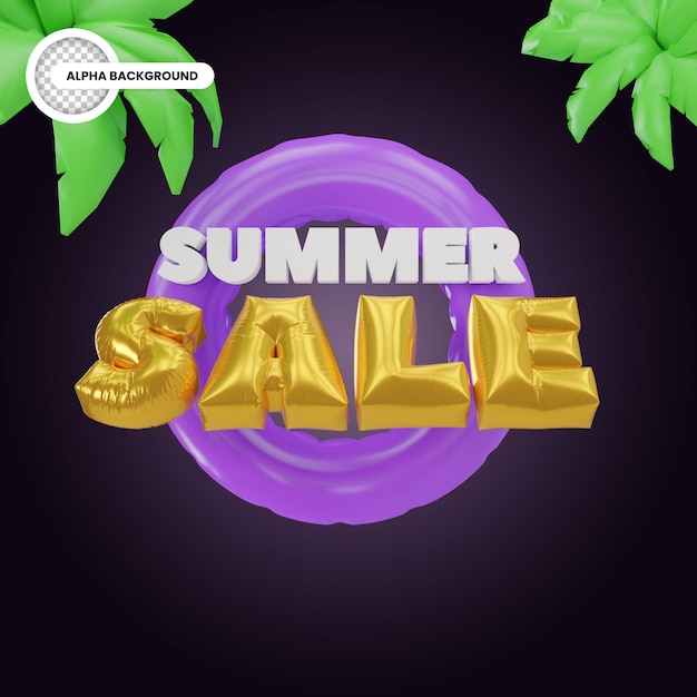 PSD ballon stijl zomer verkoop banner 3d render