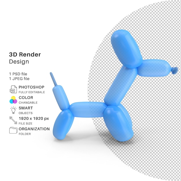 Ballonhond 3d-modellering psd-bestand realistische ballon