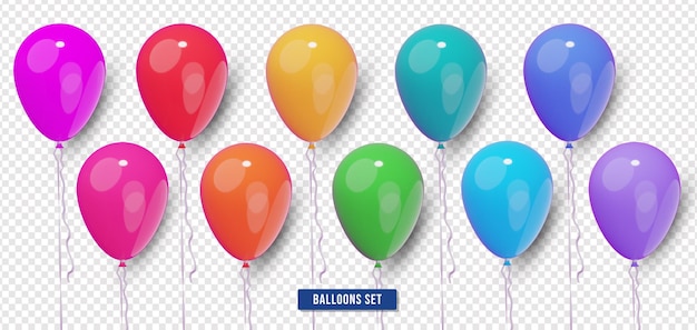 Ballonnen set 3d-rendering kleurrijke ballonnen collectie helium ballonnen icon set