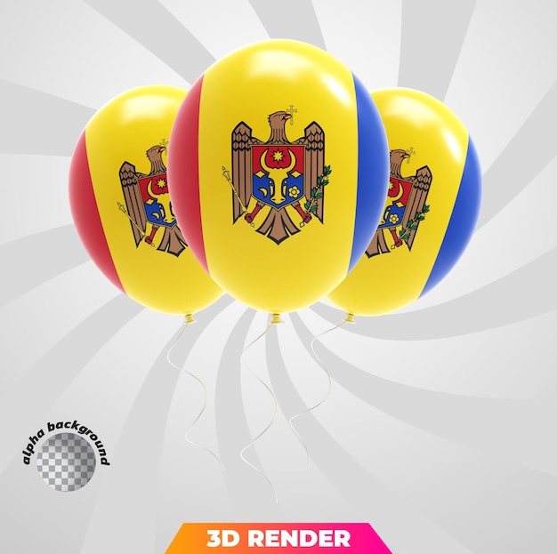 PSD ballonnen vlag van moldavië 3d-rendering