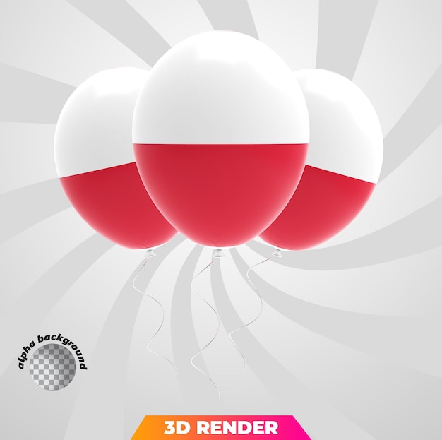 PSD ballonnen vlag van polen 3d-rendering