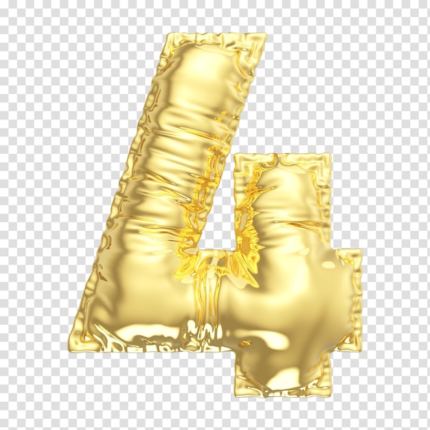 Ballone 4 numero oro 3d