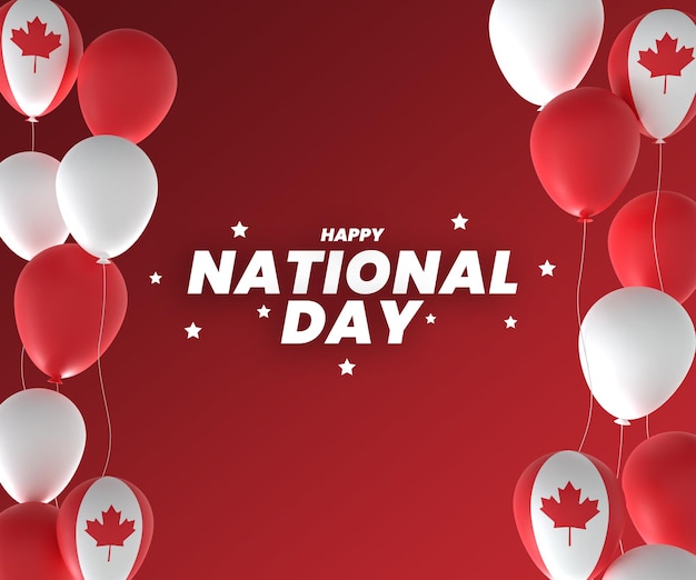 Воздушный шар канада флаг дизайн день национальной независимости баннер редактируемый текст и фон