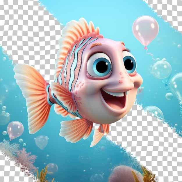 PSD 風船魚の笑顔透明背景
