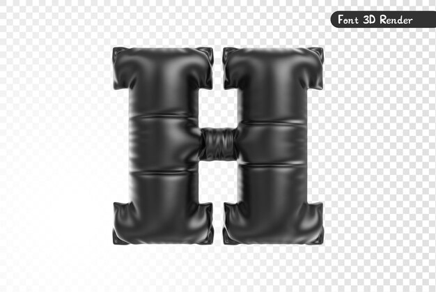 PSD balloon font h black 3d rendering