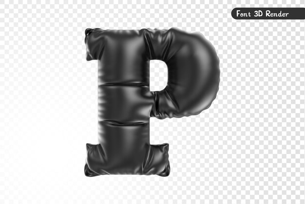 PSD rendering 3d a carattere p nero a palloncino