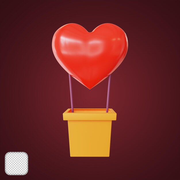 Balloon heart icon 3d illustration