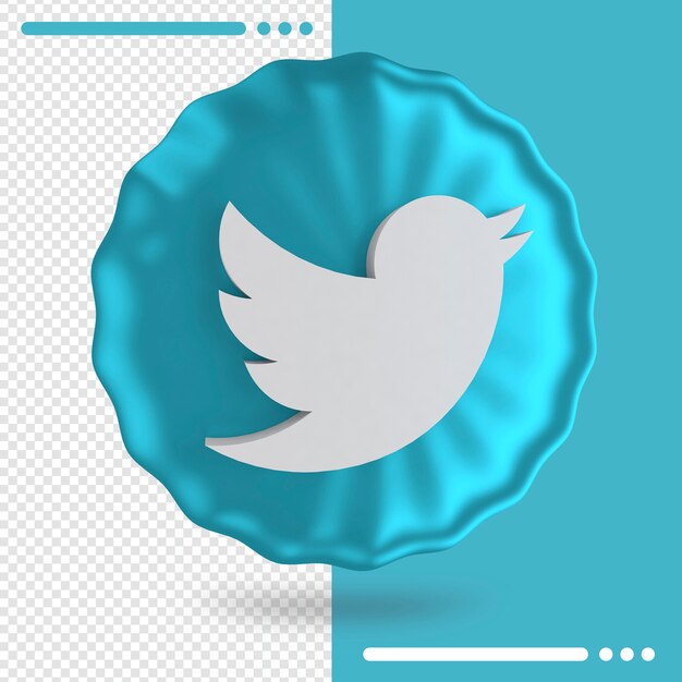 Balloon and logo of twitter 3d rendering