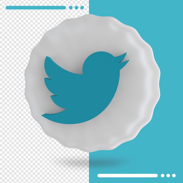 Balloon and logo of twitter 3d rendering