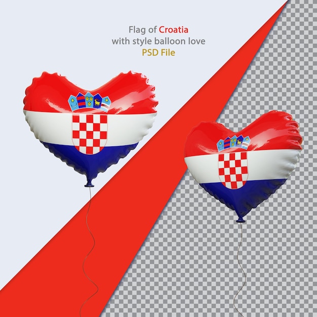 Balloon love national flag of Croatia realistic