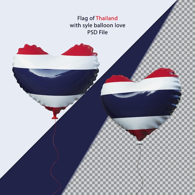 PSD balloon love national flag of thailand realistic