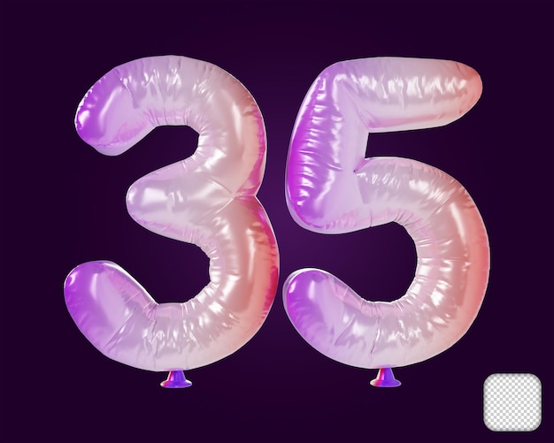 Balloon Number 35 Rainbow 3D illustration