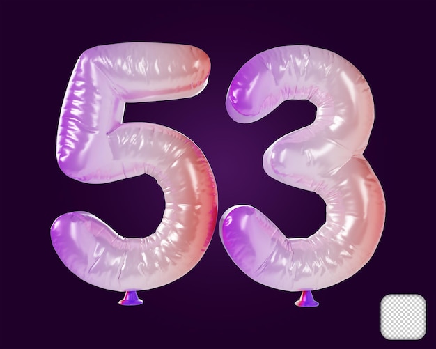 PSD balloon number 53 rainbow 3d illustration