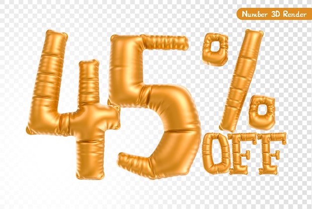 balloon number gold 3d render