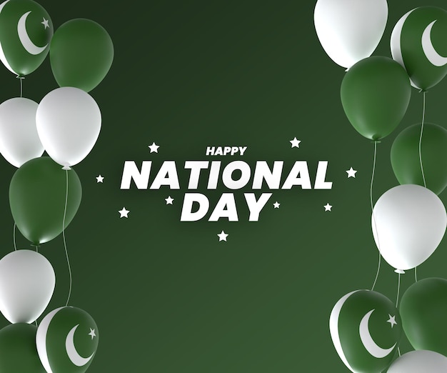 Воздушный шар пакистан флаг дизайн день национальной независимости баннер редактируемый текст и фон