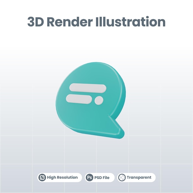 PSD バルーン吹き出しチャット3dレンダリング