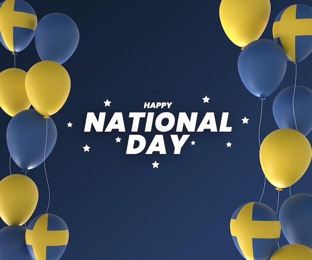 PSD balloon sweden flag design national independence day banner editable text and background