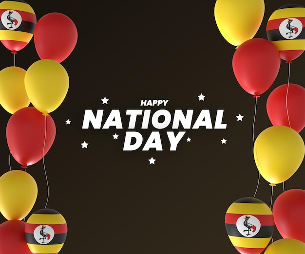 PSD balloon uganda flag design national independence day banner editable text and background