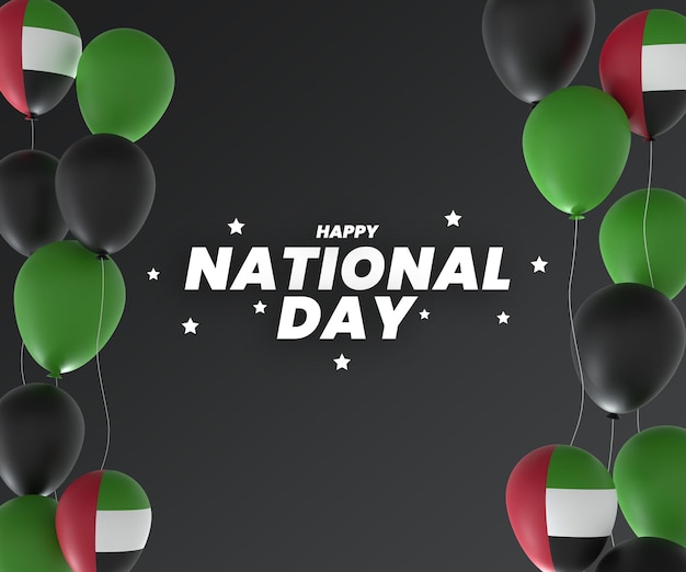 PSD balloon united arab emirates flag design national independence day banner editable text and backgrou