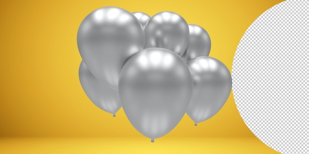 Balloons 3d render illustration for celebration or birthday party