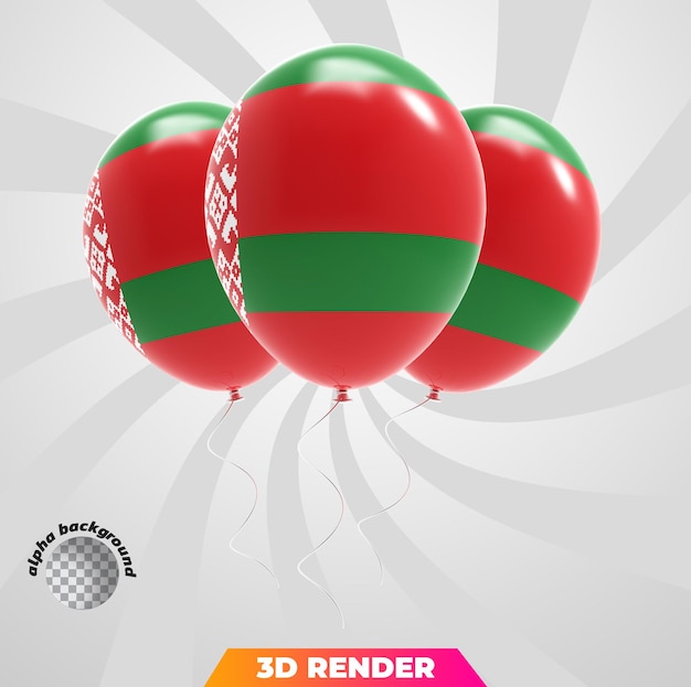 PSD palloncini bandiera della bielorussia rendering 3d