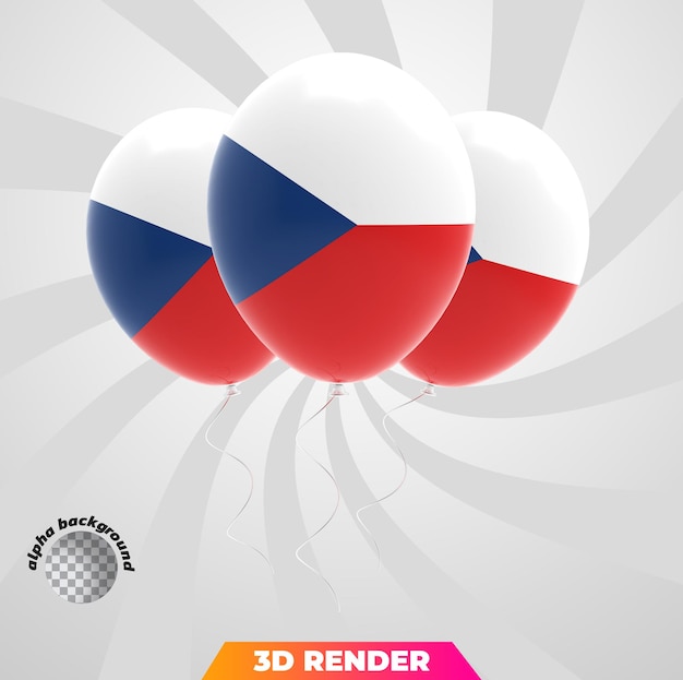 PSD balloons flag of the czech republic 3d rendering