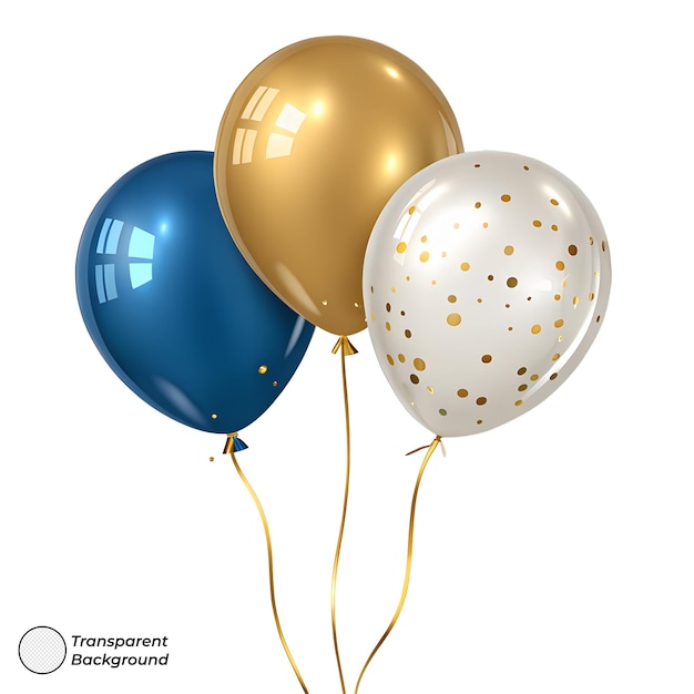 Balloons in Gold Blue and White with Confetti for Party Decoration