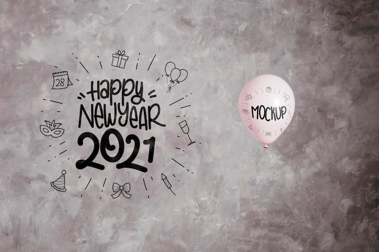 PSD balloons mock-up for new year celebration