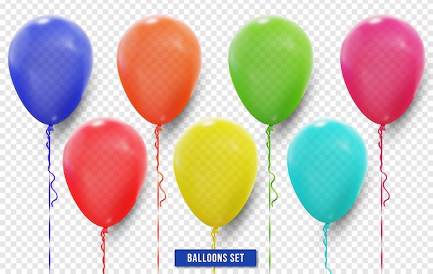 PSD balloons set 3d rendering colorful balloon icons