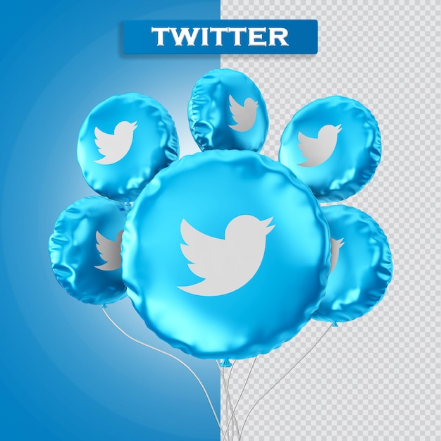 PSD balloons twitte 3d rendering