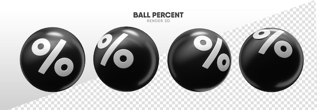 Balls with percent icons in realistic 3d render