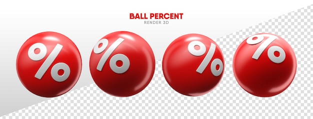 Balls with percent icons in realistic 3d render