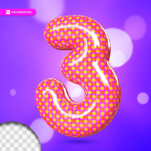 Balon foliowy z helem 3D numer 3
