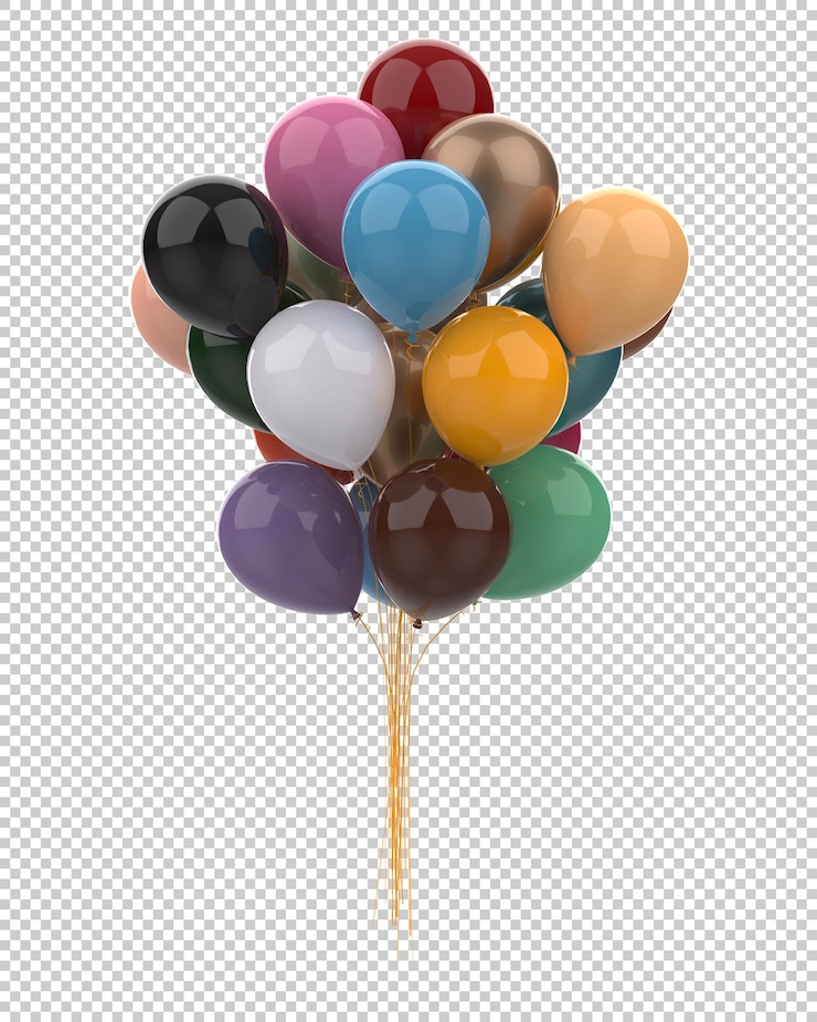 PSD balon na ogrzane powietrze na przezroczystym tle ilustracja renderowania 3d