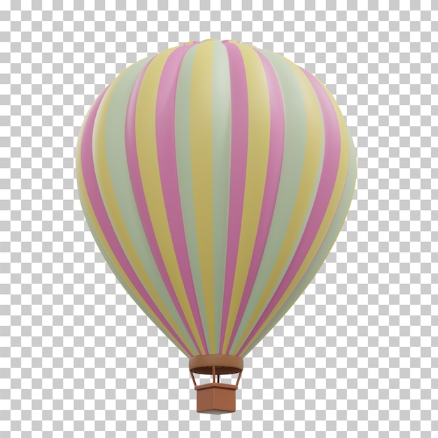 Balon na ogrzane powietrze renderowania 3D na białym tle