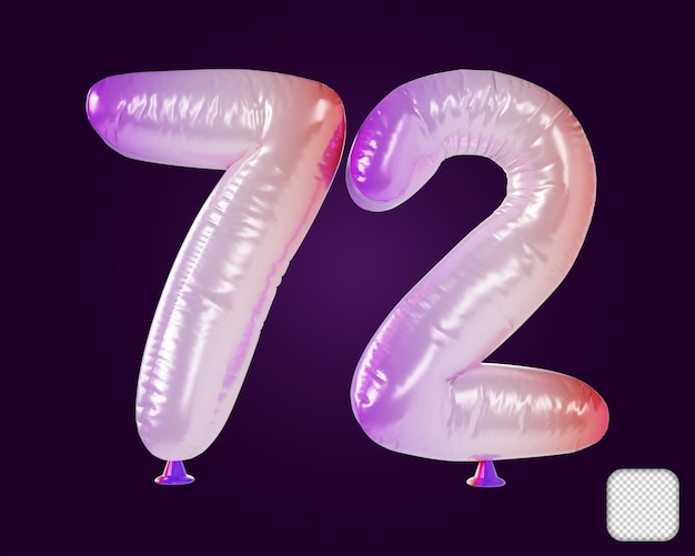 Balon numer 72 Rainbow ilustracja 3D