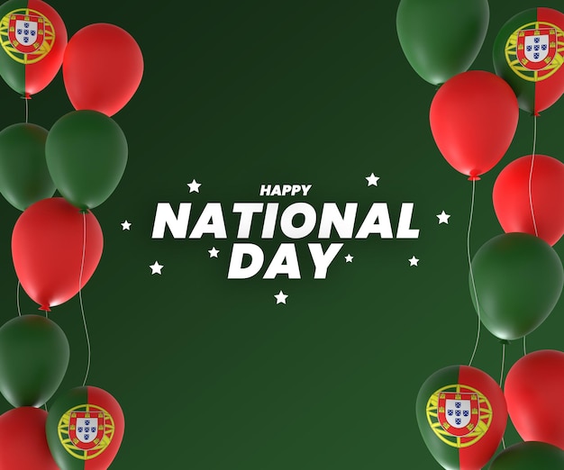 balon Portugalia flaga projekt narodowy dzień niepodległości baner edytowalny tekst i tło