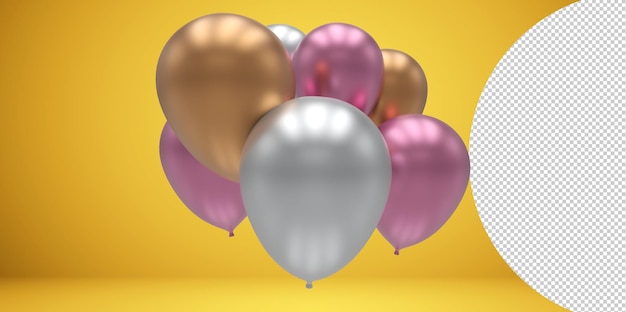 Balony 3d Render Ilustracji Na Uroczystość Lub Przyjęcie Urodzinowe