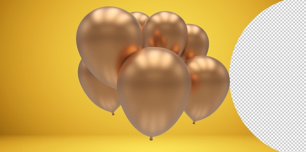 PSD balony 3d render ilustracji na uroczystość lub przyjęcie urodzinowe