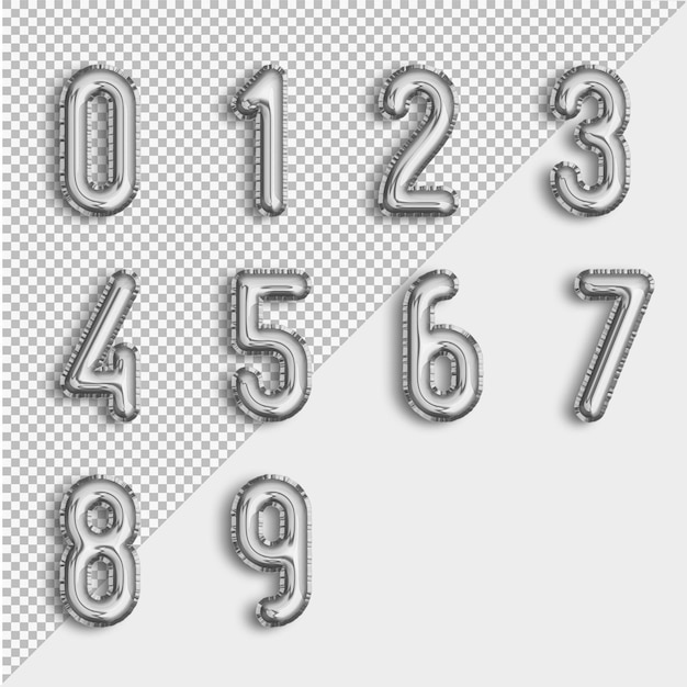PSD balony foliowe zestaw liczb w kolorze srebrnym