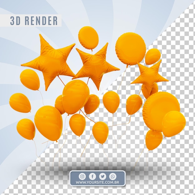 Balony urodzinowe 3d dla firm i wydarzeń Premium Psd