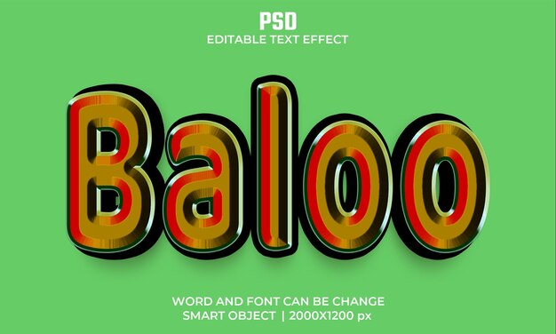 PSD baloo psd 3d text effect fully editable high quality