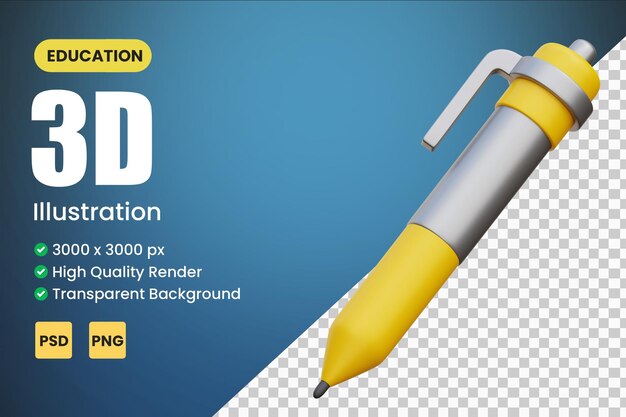 Balpen 3d-pictogramillustraties