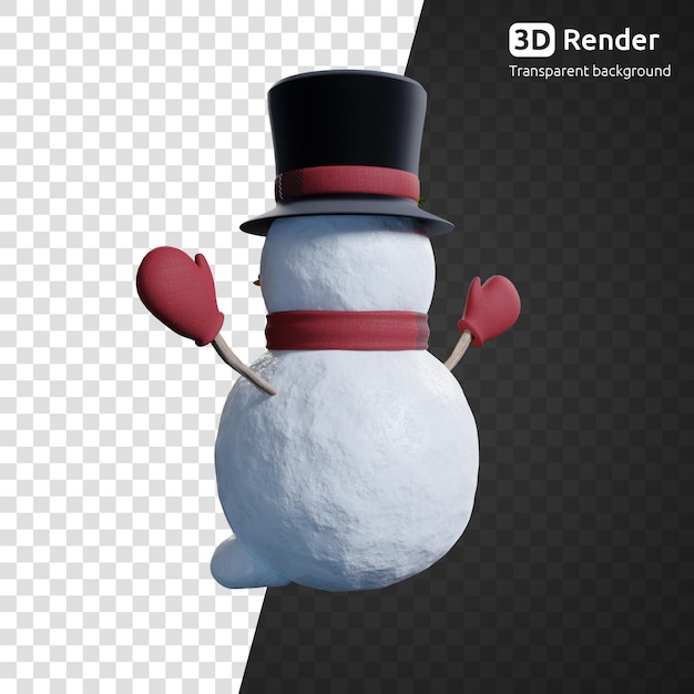 Bałwan 3d render na białym tle