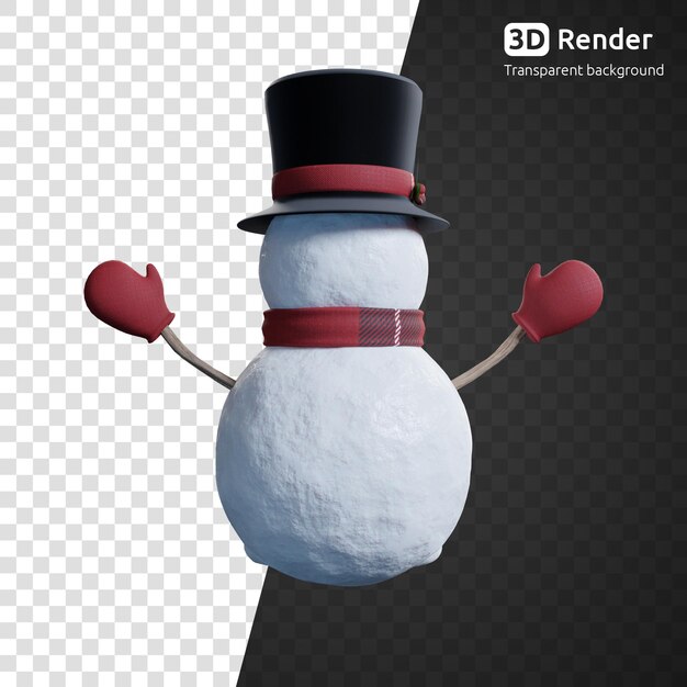 Bałwan 3d render na białym tle