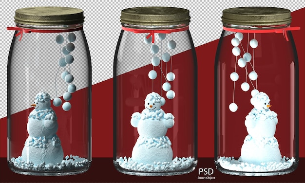 PSD bałwan w szklanych butelkach