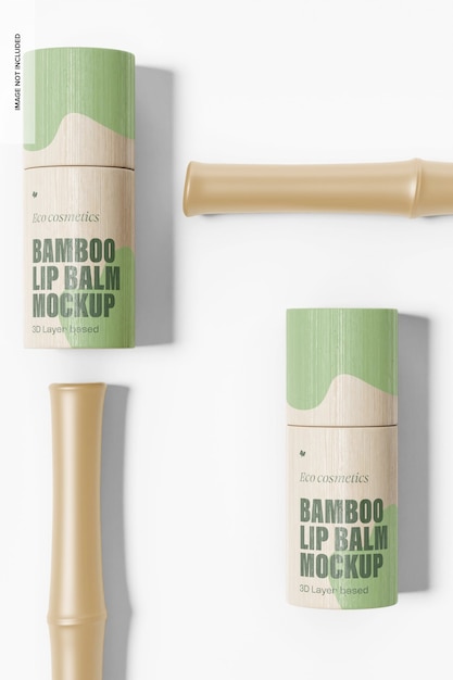 Bamboe lippenbalsem containers mockup, bovenaanzicht