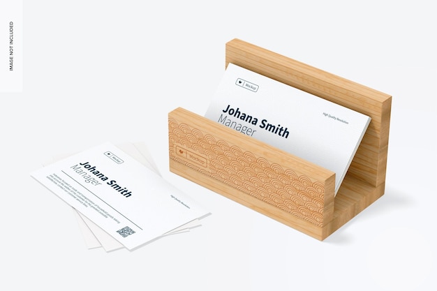 Bamboo Business Card Holder Mockup, Right View